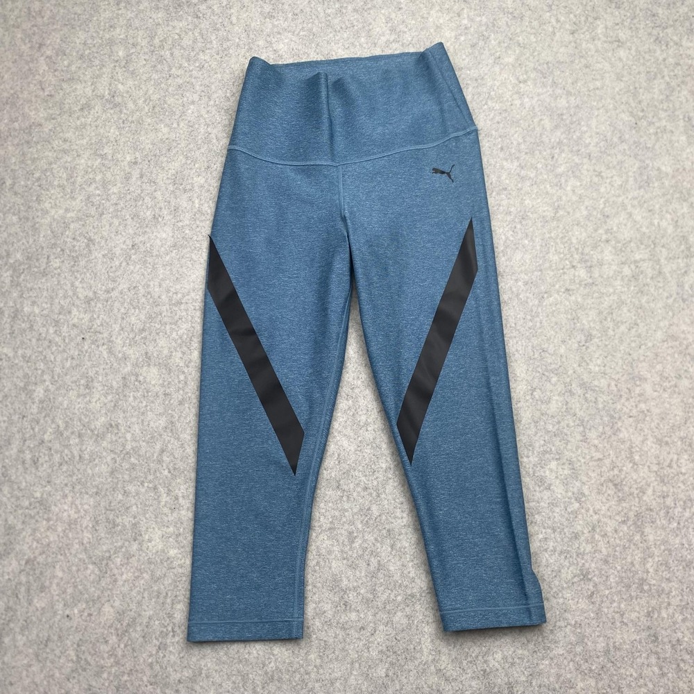 Puma Leggings Womens Small (22x17) Blue Powercell Capri High Rise Colorblock